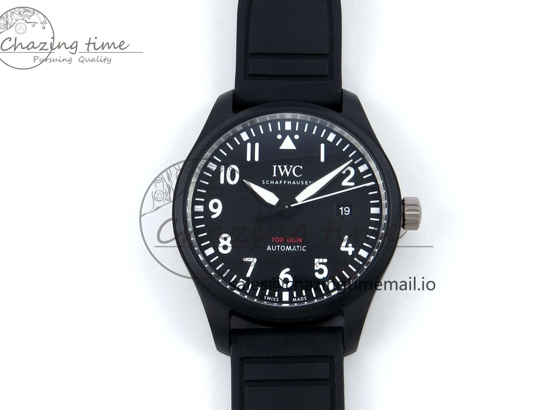 MIROTIME 0219 Pilot Top Gun IW326901 M+F 1:1 Best Edition Black Dial on Black Rubber Strap A SportInspired 6999